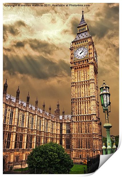 house of commons clock tower Print by meirion matthias