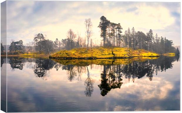 Misty Reflections at Tarn Hows Canvas Print by Tim Hill