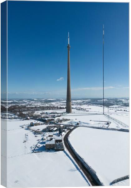 The Emley Moor Mast Snow Canvas Print by Apollo Aerial Photography