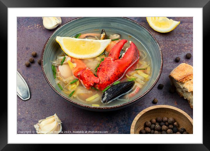 Popular seafood soup, Tom yum Framed Mounted Print by Mykola Lunov Mykola