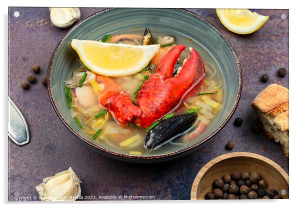 Popular seafood soup, Tom yum Acrylic by Mykola Lunov Mykola