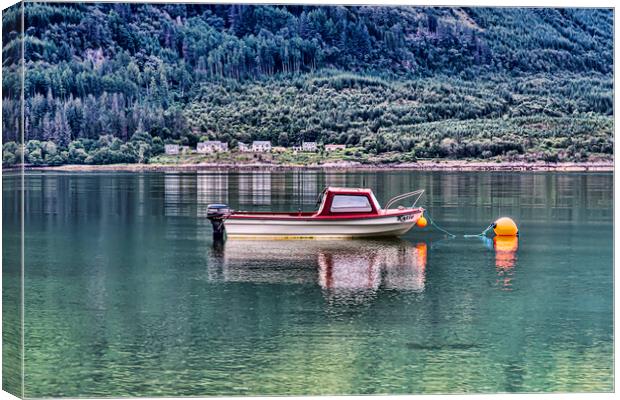 Boat Reflection Loch Linnhe Canvas Print by Valerie Paterson