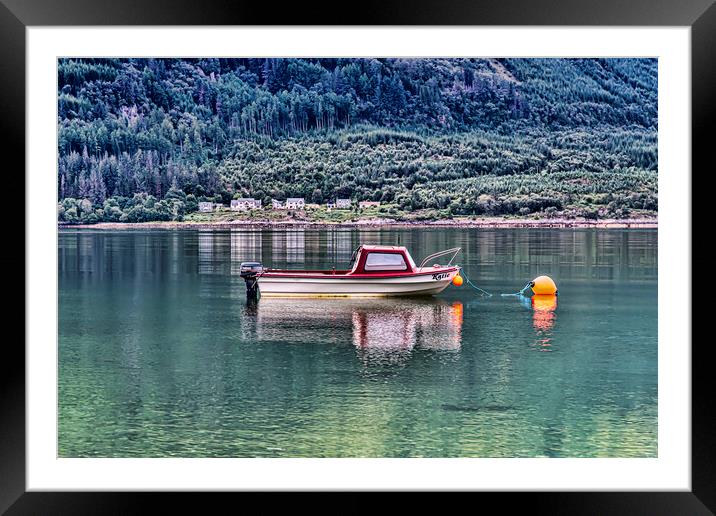 Boat Reflection Loch Linnhe Framed Mounted Print by Valerie Paterson