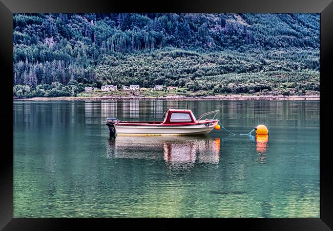 Boat Reflection Loch Linnhe Framed Print by Valerie Paterson