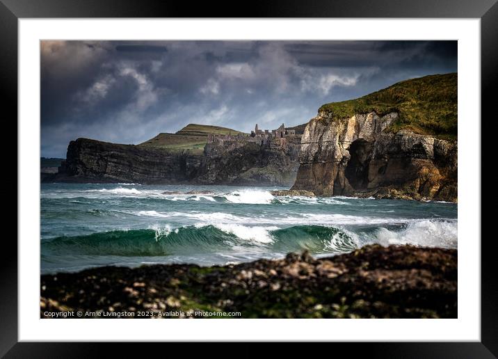 Majestic Ruins of Dunluce Overlooking the Ocean Framed Mounted Print by Arnie Livingston