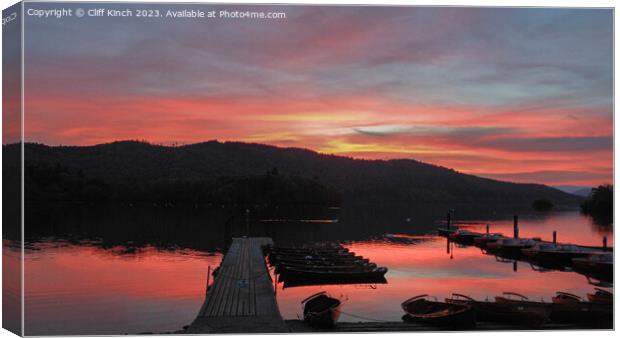 Bowness Pier Sunset Canvas Print by Cliff Kinch