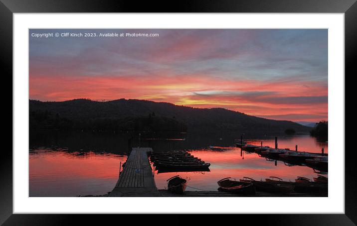 Bowness Pier Sunset Framed Mounted Print by Cliff Kinch