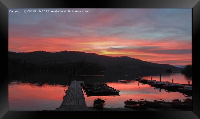 Bowness Pier Sunset Framed Print by Cliff Kinch