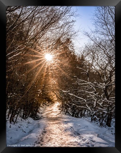 Winter in Snowdonia after a fall of snow  Framed Print by Gail Johnson