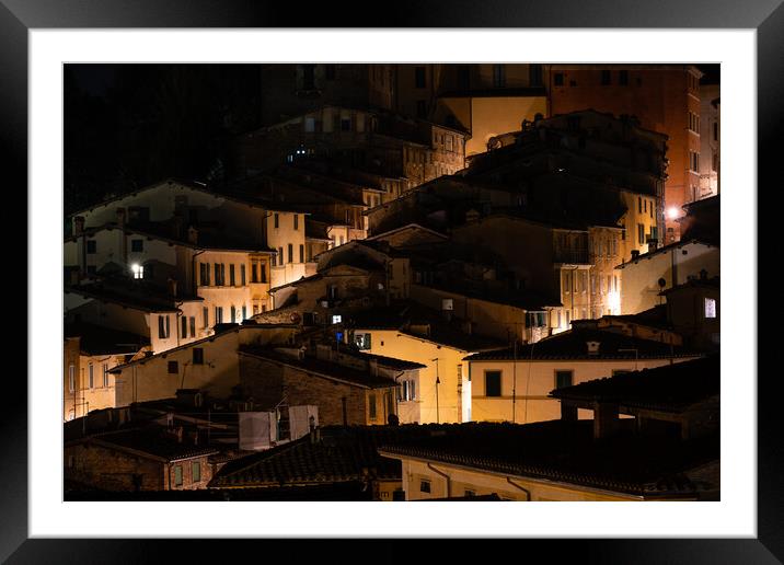 Houses in Siena, Italy at Night Framed Mounted Print by Dietmar Rauscher