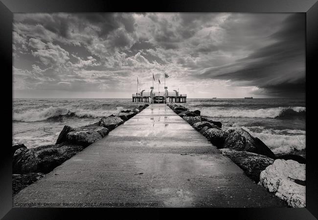 Lido di Venezia Beach in Venice with Incoming Storm Framed Print by Dietmar Rauscher
