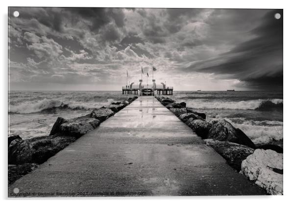Lido di Venezia Beach in Venice with Incoming Storm Acrylic by Dietmar Rauscher