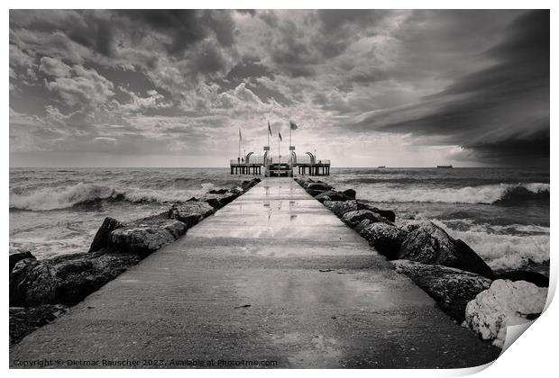 Lido di Venezia Beach in Venice with Incoming Storm Print by Dietmar Rauscher