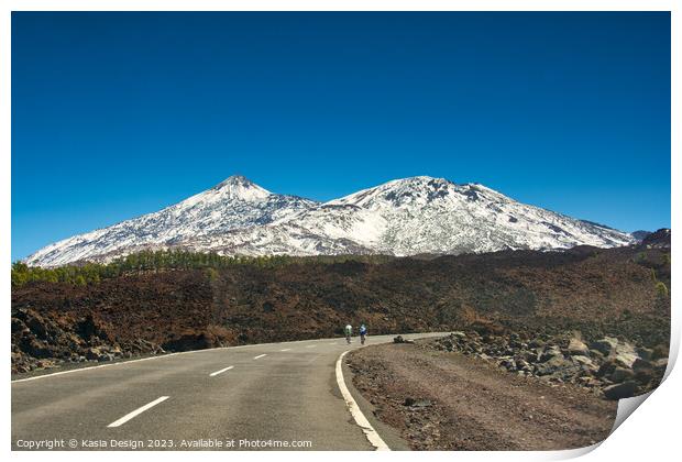 Cycling up to the Teide, Tenerife, Spain Print by Kasia Design