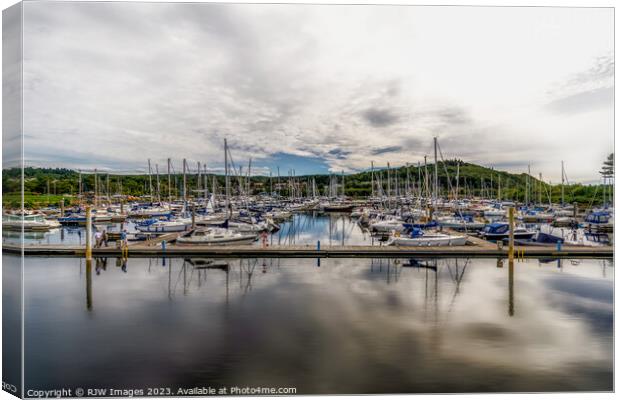Reflections on Inverkip Marina Canvas Print by RJW Images