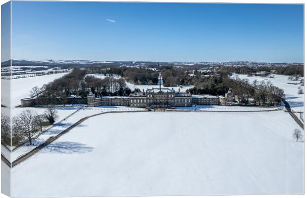Snowfall on Wentworth Woodhouse Canvas Print by Apollo Aerial Photography