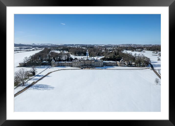 Snowfall on Wentworth Woodhouse Framed Mounted Print by Apollo Aerial Photography