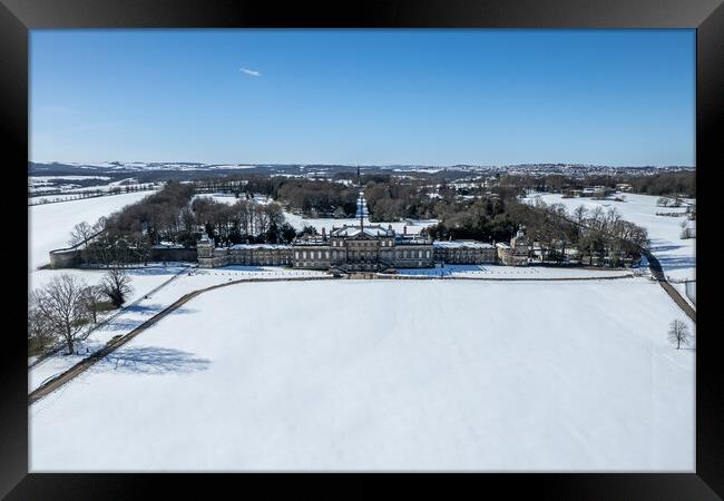 Snowfall on Wentworth Woodhouse Framed Print by Apollo Aerial Photography