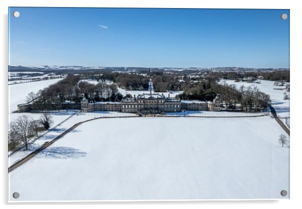 Snowfall on Wentworth Woodhouse Acrylic by Apollo Aerial Photography