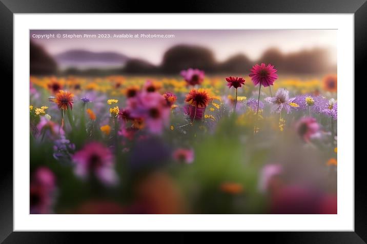 Wild Flower Meadow Framed Mounted Print by Stephen Pimm