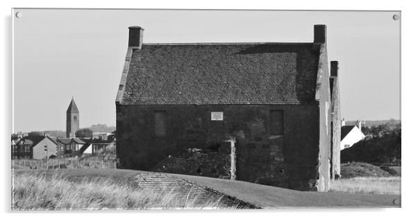 Prestwick salt pan houses Acrylic by Allan Durward Photography