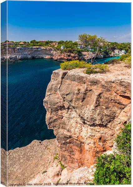 Beautiful cliffs rocks at the coast on Mallorca Canvas Print by Alex Winter