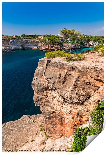 Beautiful cliffs rocks at the coast on Mallorca Print by Alex Winter