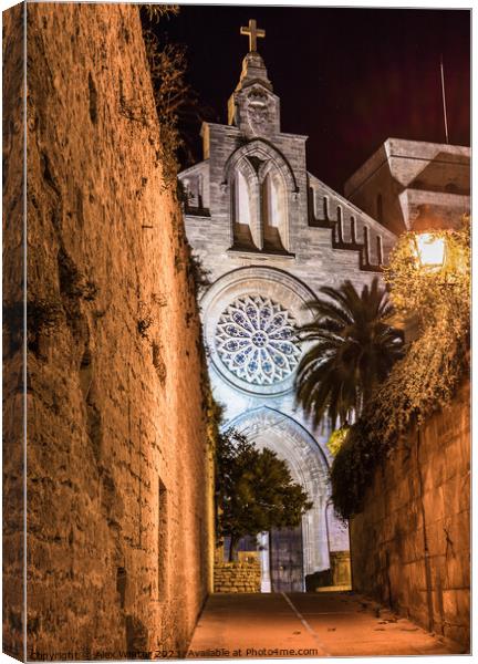 Sant Jaume church and medieval fortification wall  Canvas Print by Alex Winter