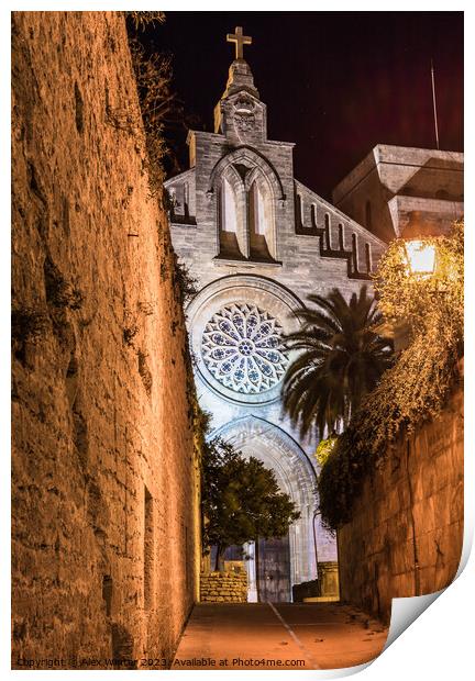 Sant Jaume church and medieval fortification wall  Print by Alex Winter