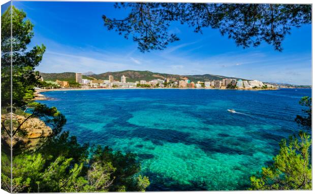 View of the coastline at tourist resort Magaluf Canvas Print by Alex Winter