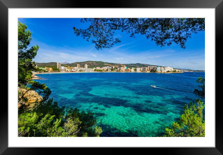 View of the coastline at tourist resort Magaluf Framed Mounted Print by Alex Winter