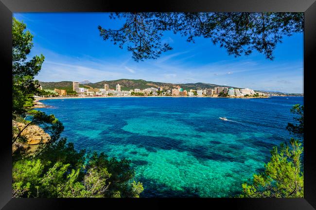 View of the coastline at tourist resort Magaluf Framed Print by Alex Winter