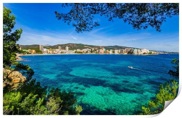 View of the coastline at tourist resort Magaluf Print by Alex Winter