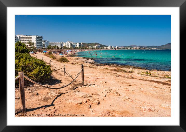 Cala Millor beach at the seaside on Majorca island Framed Mounted Print by Alex Winter