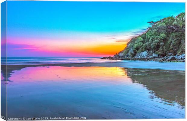 Serene Sunset at Mothecombe Beach Canvas Print by Ian Stone
