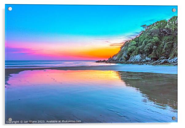Serene Sunset at Mothecombe Beach Acrylic by Ian Stone