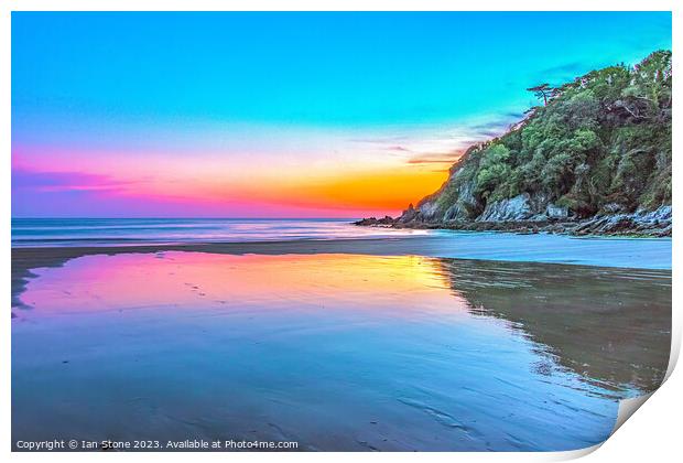 Serene Sunset at Mothecombe Beach Print by Ian Stone