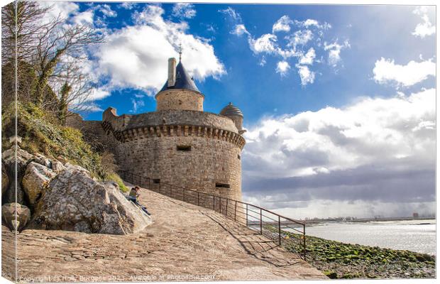 The Mont-Saint-Michel Abbey France over looking the sea  Canvas Print by Holly Burgess