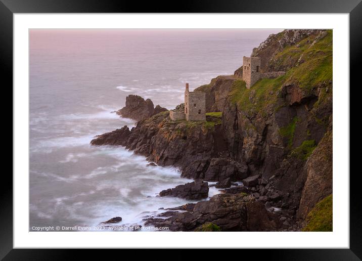 Old tin mine at sunset Framed Mounted Print by Darrell Evans