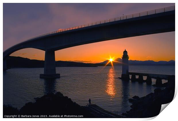  Skye Bridge Lighthouse at Sunset  Scotland Print by Barbara Jones