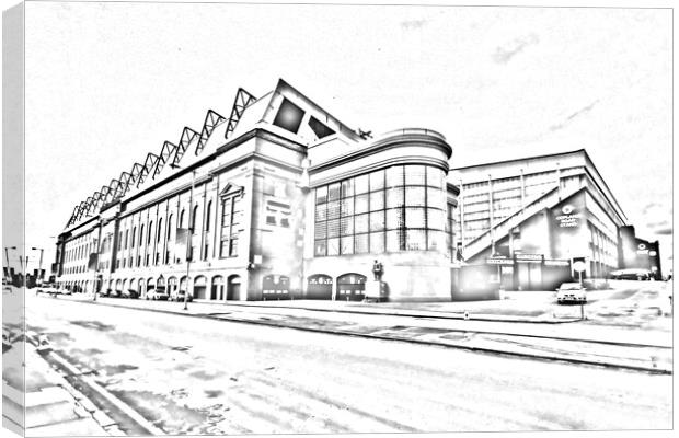 Ibrox stadium, Glasgow,  (pencil sketch abstract)  Canvas Print by Allan Durward Photography