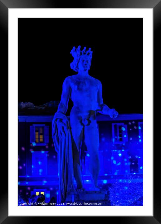 Blue Apollo Statue Sun Fountain Plaza Massena Cityscape Nice Fra Framed Mounted Print by William Perry