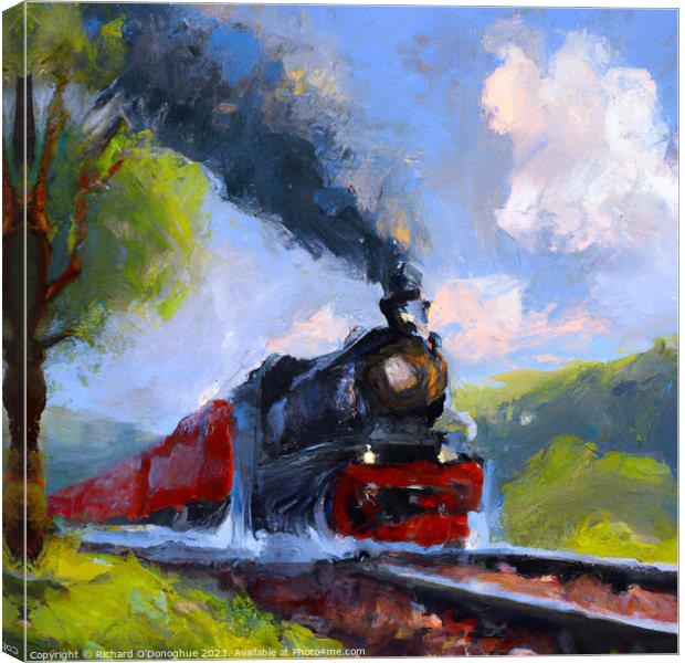 Steam Train Oil Painting Canvas Print by Richard O'Donoghue