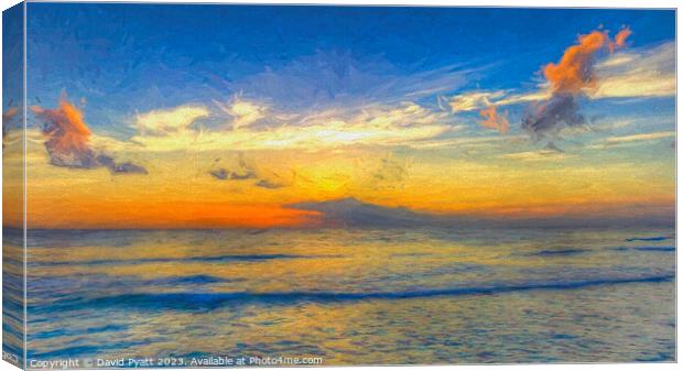 Barbados Sunset Panorama Art      Canvas Print by David Pyatt