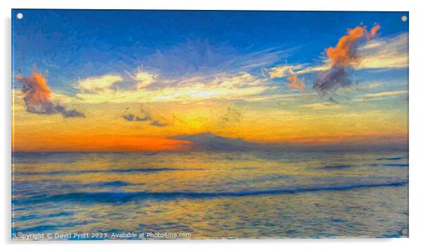 Barbados Sunset Panorama Art      Acrylic by David Pyatt
