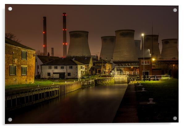 Ferrybridge C Power Station at Night Acrylic by Tim Hill