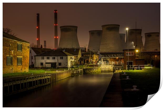 Ferrybridge C Power Station at Night Print by Tim Hill