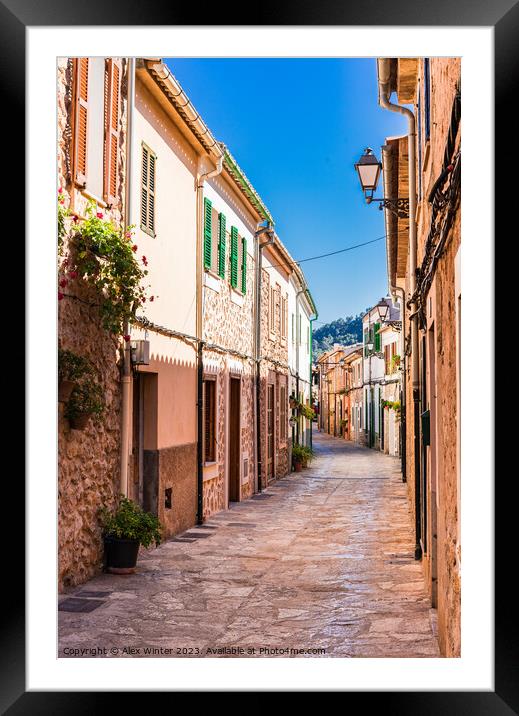 Empty street in the small town of Esporles Framed Mounted Print by Alex Winter