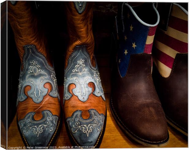 Cowboys Boots In Downtown Nashville, Tennessee Canvas Print by Peter Greenway