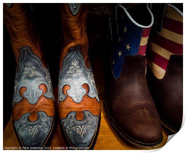 Cowboys Boots In Downtown Nashville, Tennessee Print by Peter Greenway